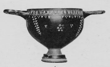 SKYPHOS (SOUTH ITALIAN, GNATHIAN, BLACK GLAZE)