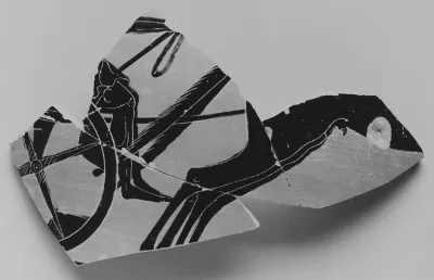 Two fragments of a Panathenaic prize amphora (jar)