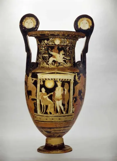 Volutenkrater, apulisch (Apulischer Volutenkrater mit Maskenhenkeln)
