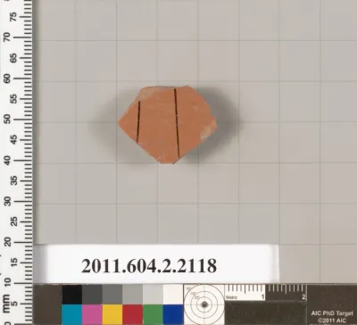 Terracotta fragment of a pot; glazed on the inside