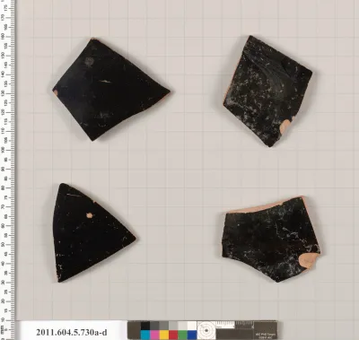 Terracotta fragments of kylikes (drinking cups)