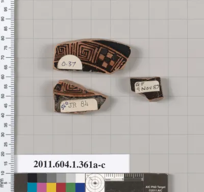 Terracotta fragments of kylikes (drinking cups)