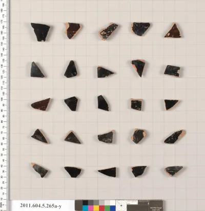 Terracotta fragments of kylikes (drinking cups)