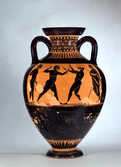 Attische Amphora: Nachahmung einer panathenäischen Preisamphora