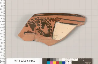 Terracotta rim fragment of a kylix: eye-cup (drinking cup)