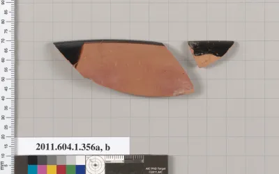 Terracotta rim fragments of a kylix (drinking cup)
