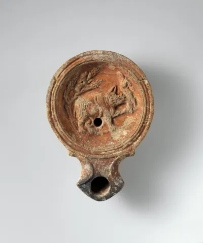 Terracotta oil lamp