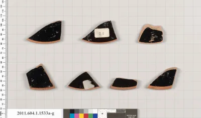 Terracotta fragments of kylikes (drinking cups)