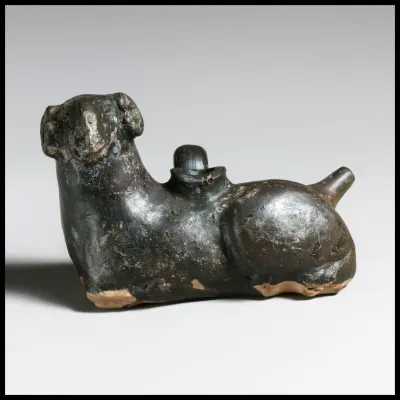 Terracotta vase in the form of a ram