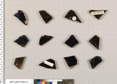 Terracotta fragments of kylikes (drinking cups)