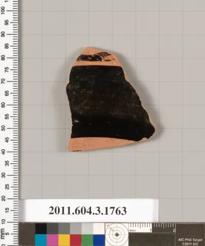 Terracotta fragment of a kylix: Band cup (drinking cup)