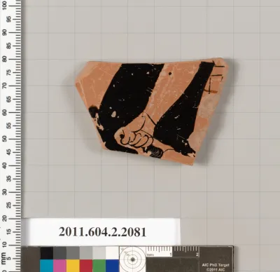 Terracotta fragment of a pot; glazed on the inside