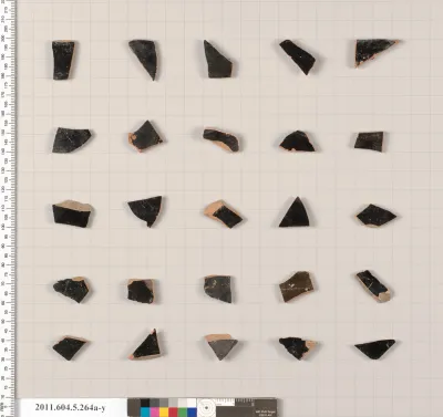 Terracotta fragments of kylikes (drinking cups)