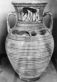 AMPHORA, NECK (ATHENIAN GEOMETRIC, SILHOUETTE)