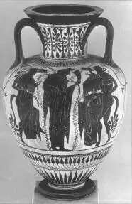 AMPHORA, NECK (ATHENIAN, BLACK-FIGURE)