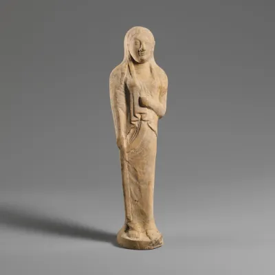 Terracotta statuette of a young woman