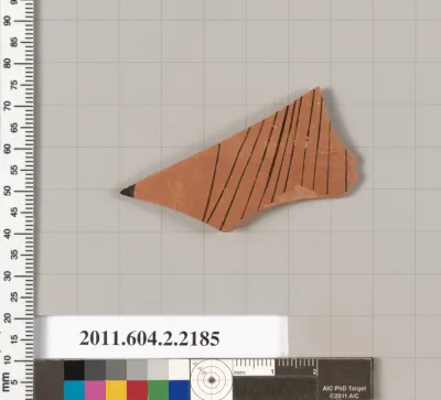 Terracotta fragment of a pot; unglazed on the inside