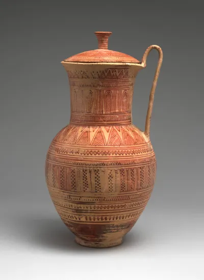 Terracotta pitcher with lid