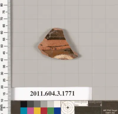 Terracotta fragment of a kylix: Band cup (drinking cup)