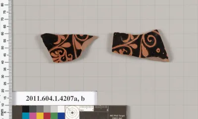 Terracotta fragments of kylikes (drinking cups)