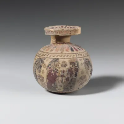 Terracotta aryballos (oil flask)