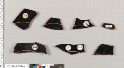 Terracotta fragments of kylikes (drinking cups)