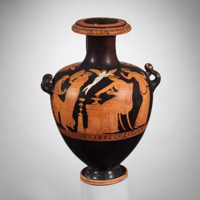 Terracotta hydria: kalpis (water jar)