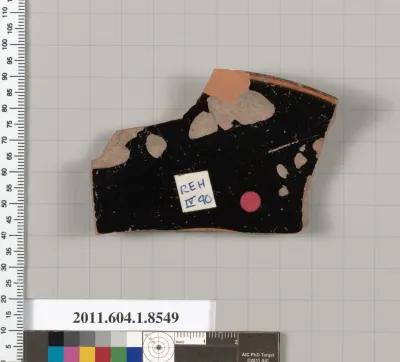 Terracotta rim fragment of a stemless kylix (drinking cup)