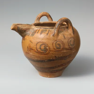 Terracotta bridge-spouted jar