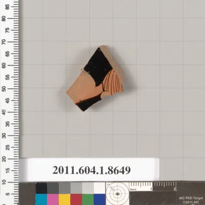 Terracotta rim fragment of a stemless? kylix (drinking cup)