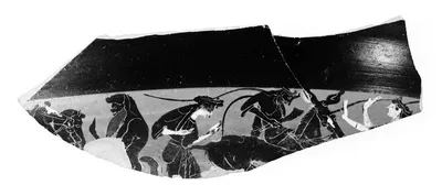 Two Joined Fragments from an Attic Black-Figure Band Cup