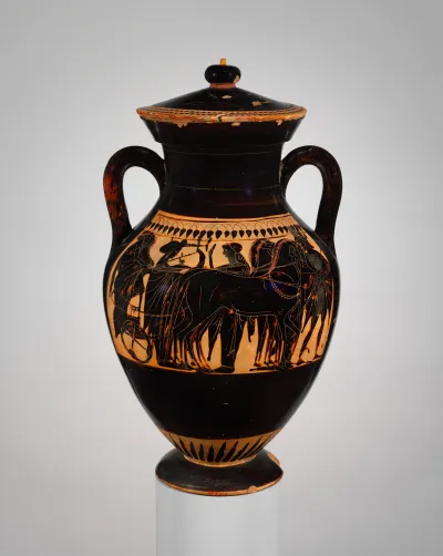 Terracotta amphora (jar) with lid