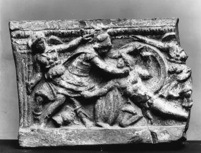 Cinerary Urn Fragment with Battle Scene