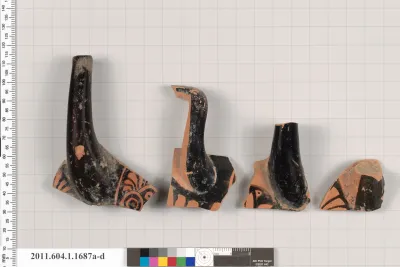 Terracotta fragments of kylikes (drinking cups)