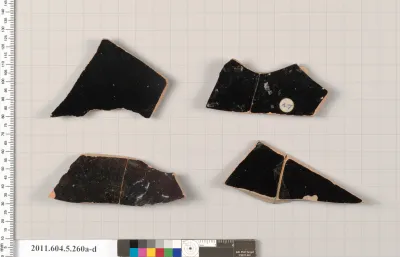 Terracotta fragments of kylikes (drinking cups)