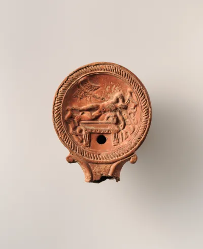 Terracotta oil lamp