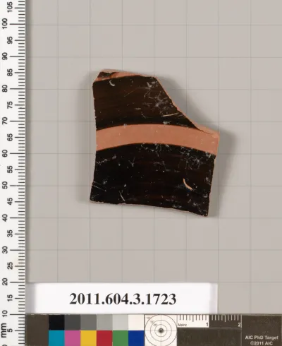 Terracotta fragment of a kylix: Band or lip cup (drinking cup)