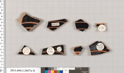 Terracotta fragments of kylikes (drinking cups)