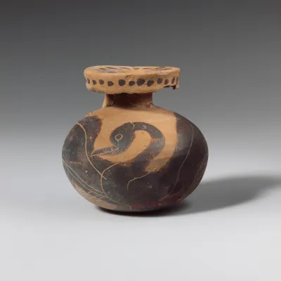 Terracotta aryballos (oil flask)
