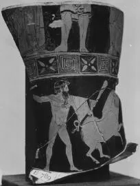 FIGURE VASE, KANTHAROS, FRAGMENT (ATHENIAN, RED-FIGURE)