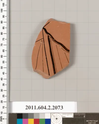 Terracotta fragment of a pot; glazed on the inside