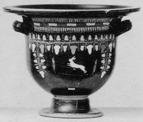 KRATER, BELL (SOUTH ITALIAN, GNATHIAN, BLACK GLAZE)
