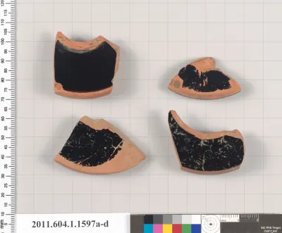 Terracotta fragments of kylikes (drinking cups)