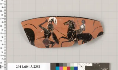 Terracotta rim fragment of a kylix: eye-cup (drinking cup)