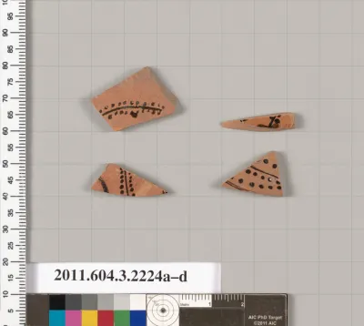 Terracotta fragments of kylikes (drinking cups)