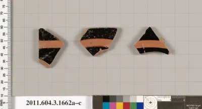 Terracotta fragments of kylikes: Band or lip cups (drinking cups)
