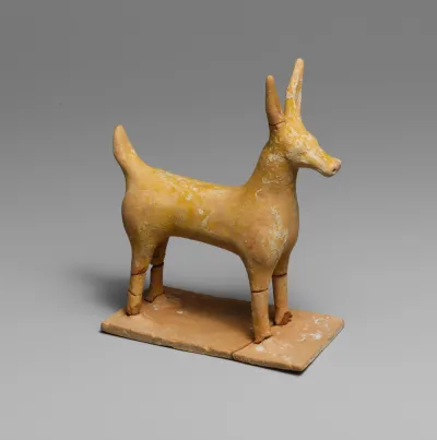 Terracotta statuette of a deer