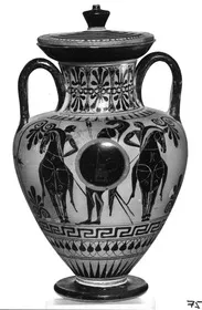 AMPHORA, NECK AND LID (ATHENIAN, BLACK-FIGURE)