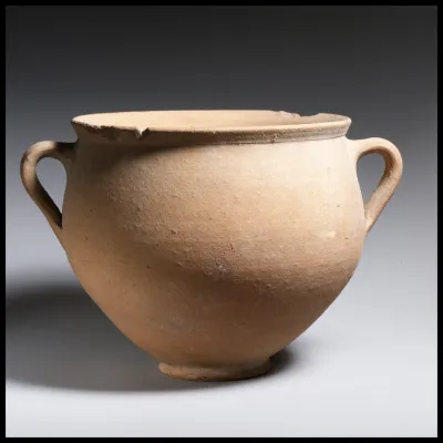 Terracotta deep bowl with two vertical handles