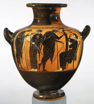 Terracotta hydria: kalpis (water jar)